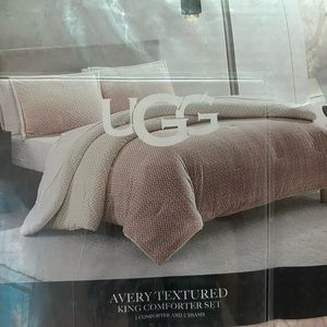 Brand new never used UGG AVERY KING COMFORTER. Ombre pink/white